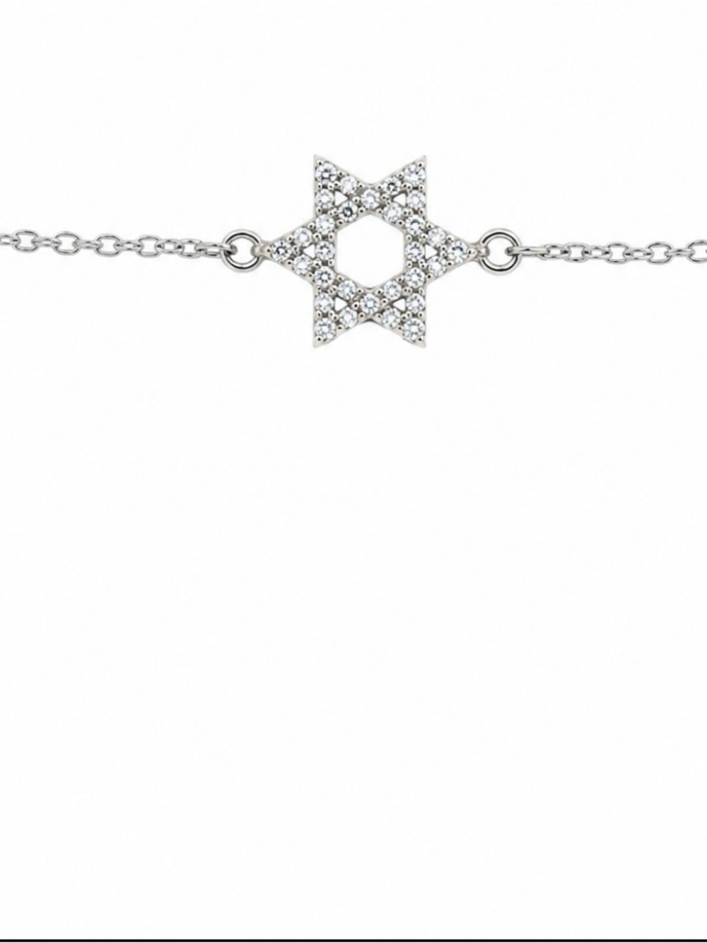 Sterling Silver Pave Star of David Bracelet - White
